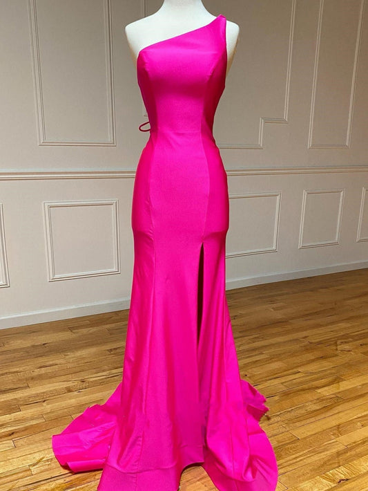 Vestido de fiesta largo de sirena con un solo hombro