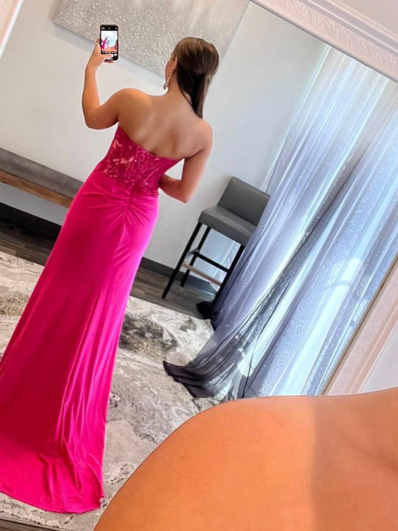 Sheath Strapless Sweetheart Long Prom Dress with Slit