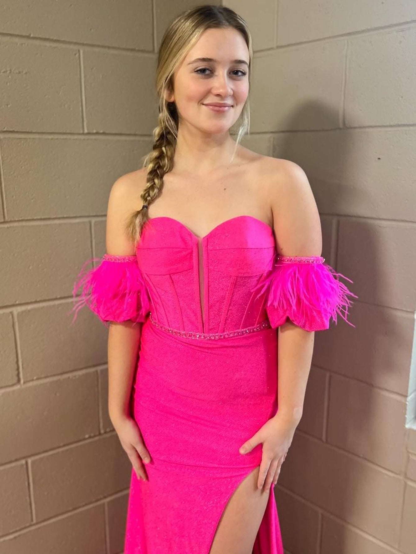 Vestido de fiesta largo ajustado sin tirantes de sirena con abertura
