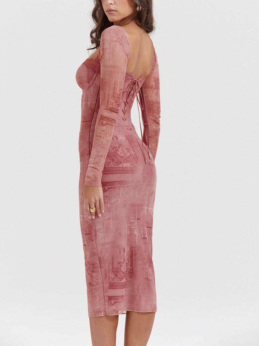 Vestido corsé con estampado rosa