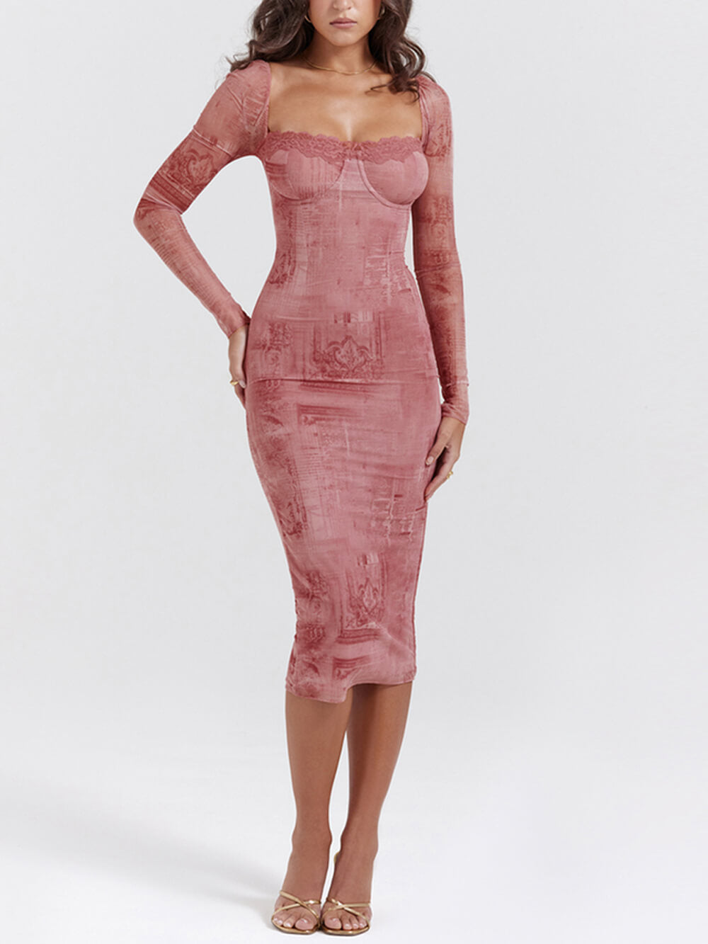 Vestido corsé con estampado rosa