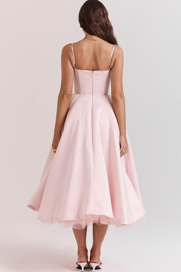 Ärmelloses Tutu-Maxikleid mit Strumpfhaltern und V-Ausschnitt