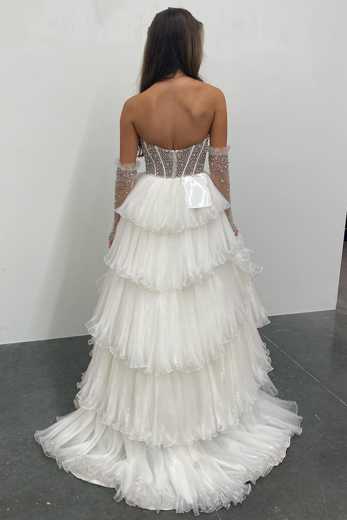 Roycebridal Lana | Vestido de fiesta de organza con escote en forma de A y mangas desmontables.