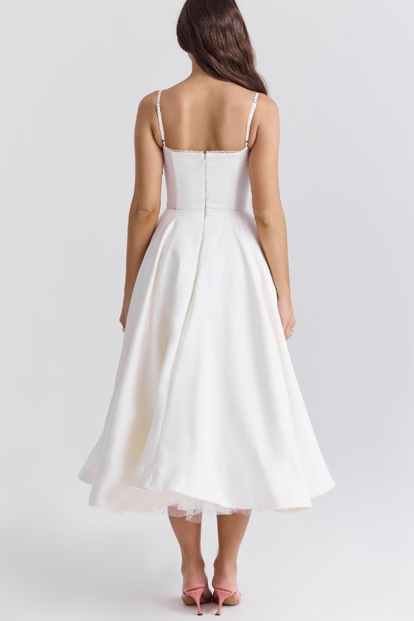 Ärmelloses Tutu-Maxikleid mit Strumpfhaltern und V-Ausschnitt