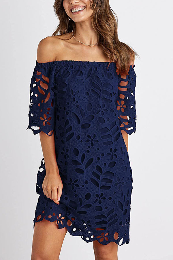 Trägerloses One-Shoulder-Hohlkleid INS lässiger Partykleidrock