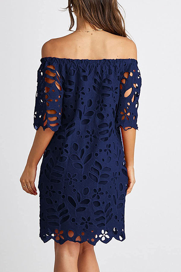 Trägerloses One-Shoulder-Hohlkleid INS lässiger Partykleidrock