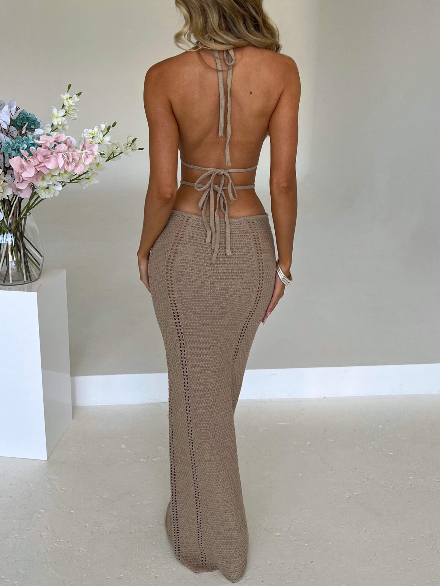 Sexy rückenfreies Midikleid mit Wickeloptik