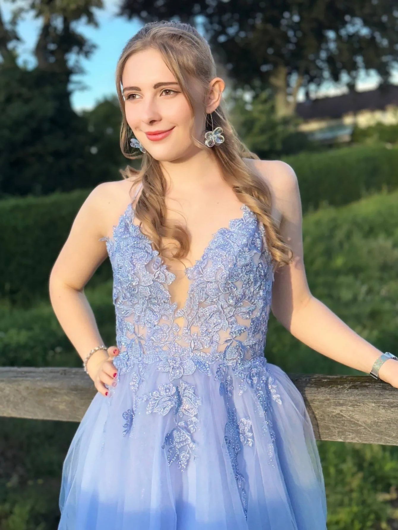 A Line Applique BlushTulle Short Homecoming Dress