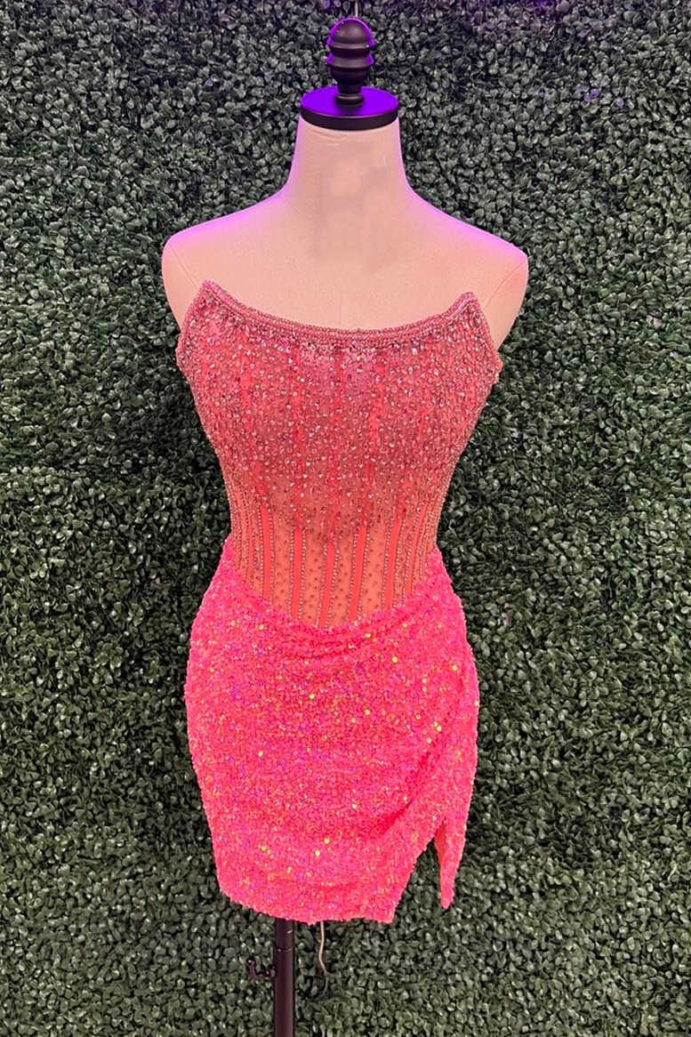 Vestido de fiesta ajustado con corsé sin tirantes