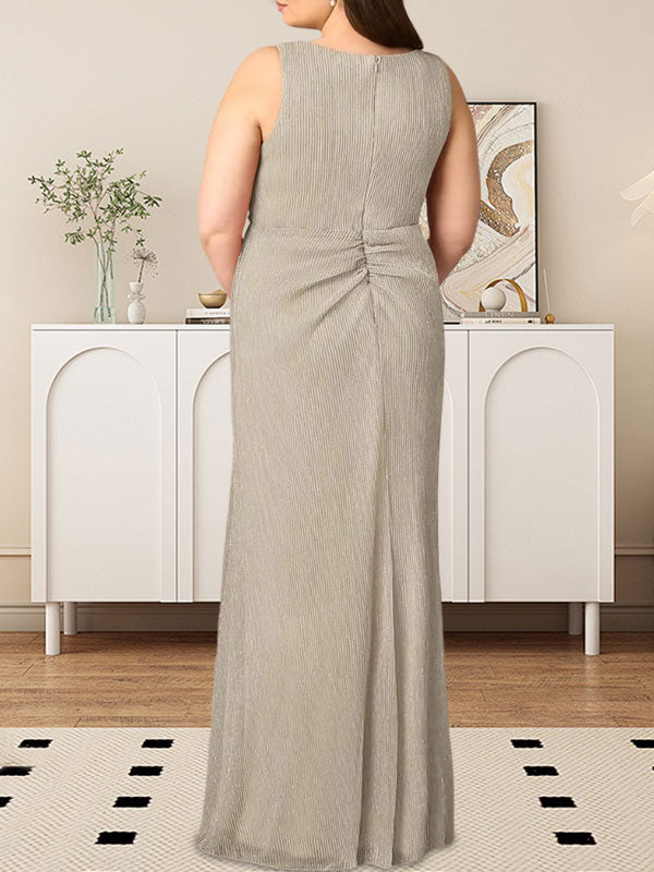 A-Linien-Kleid mit V-Ausschnitt und gerüschtem Metallic-Netzstoff