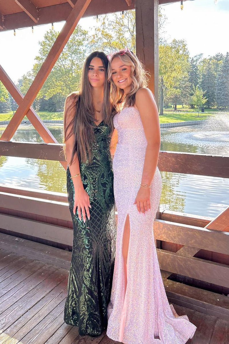 Vestido de fiesta de sirena con lentejuelas brillantes