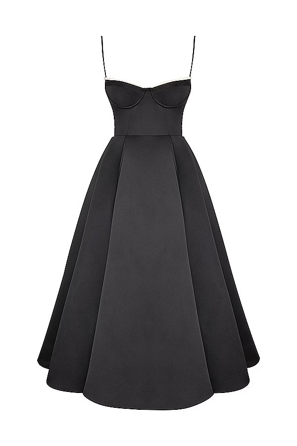 Ärmelloses Tutu-Maxikleid mit Strumpfhaltern und V-Ausschnitt