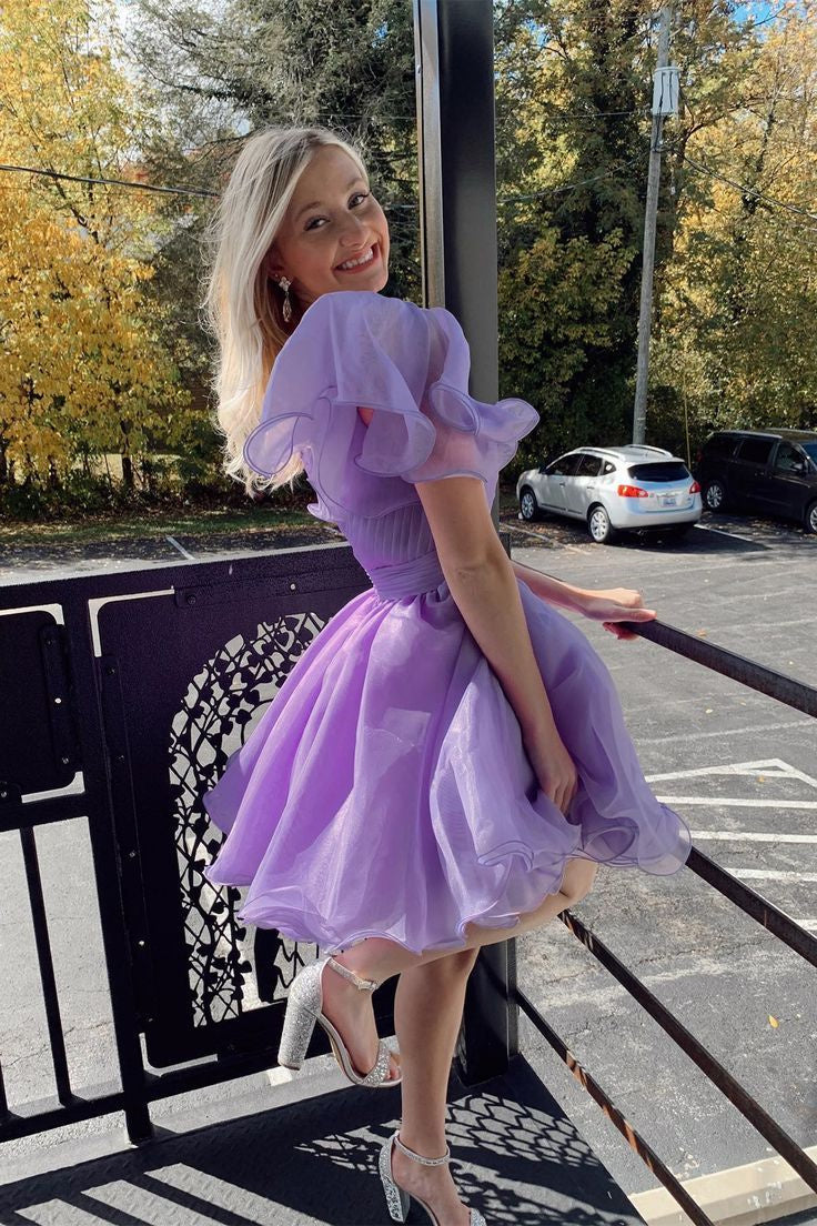 A-Linien-Heimkehrkleid aus Organza mit einer Schulter