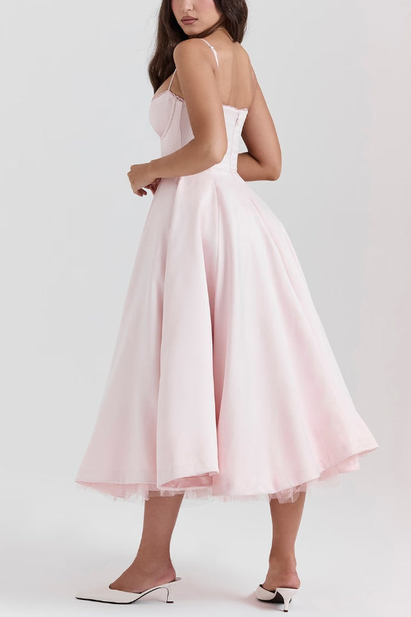 Ärmelloses Tutu-Maxikleid mit Strumpfhaltern und V-Ausschnitt