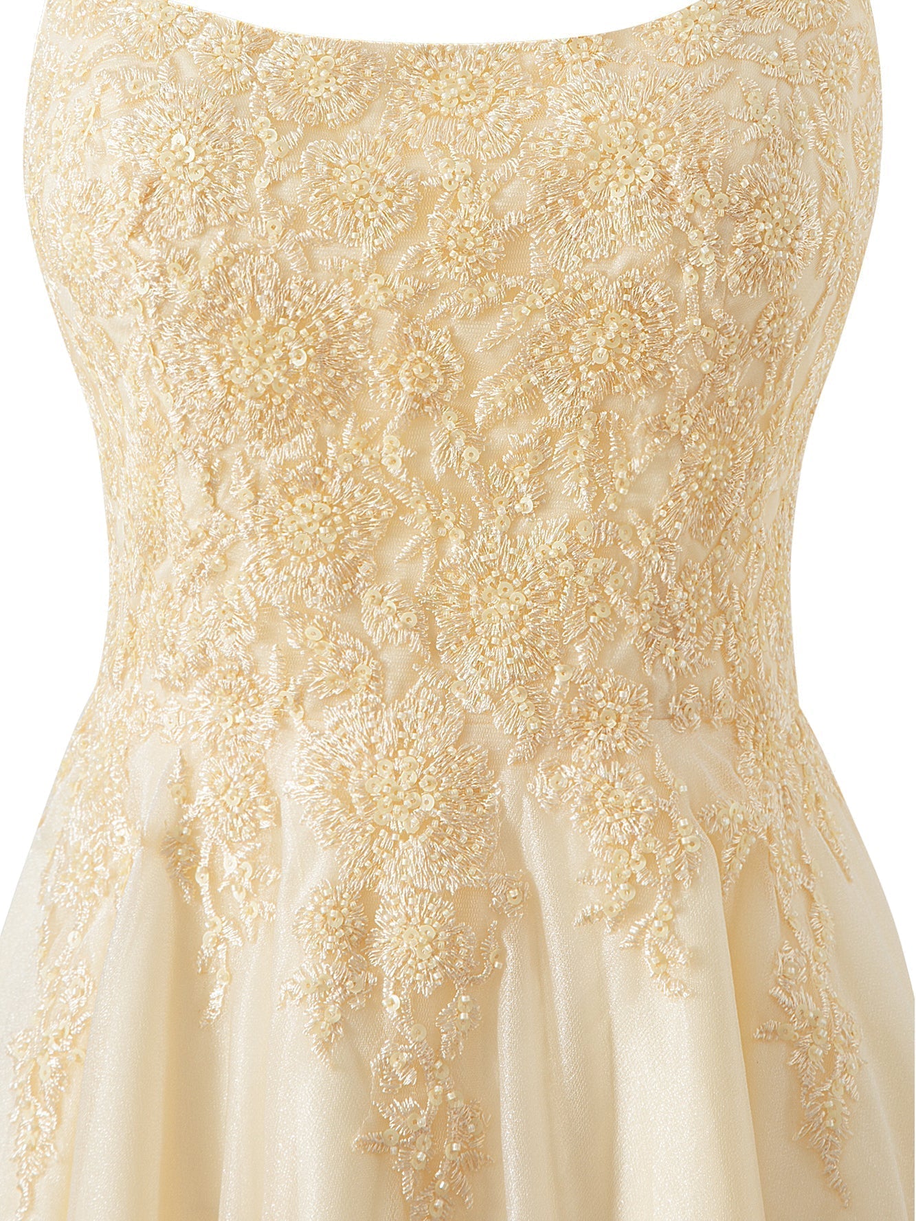 Vestido corto de gasa con corte A para fiesta de bienvenida