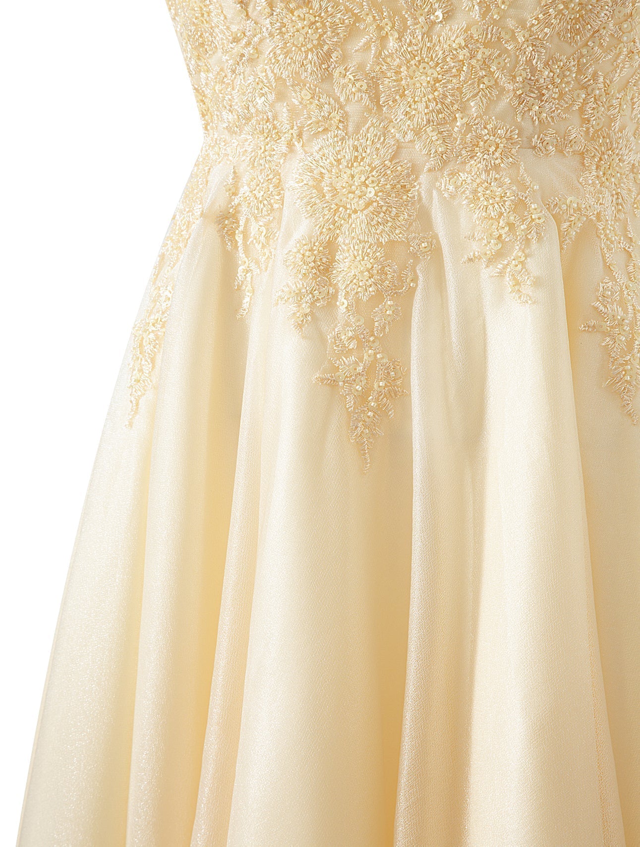 Vestido corto de gasa con corte A para fiesta de bienvenida