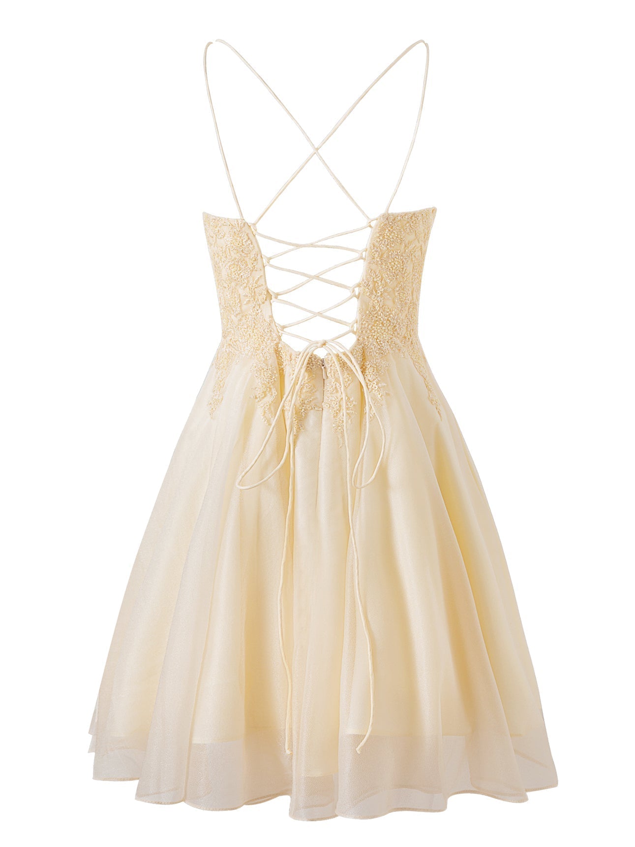 Vestido corto de gasa con corte A para fiesta de bienvenida