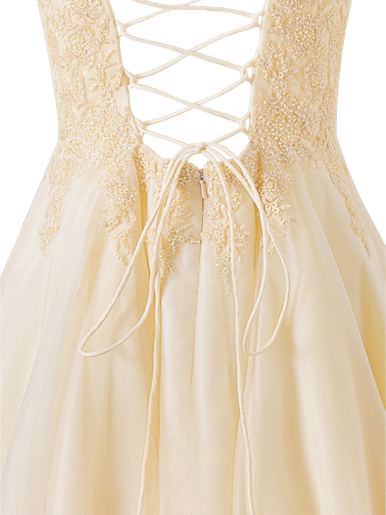 Vestido corto de gasa con corte A para fiesta de bienvenida