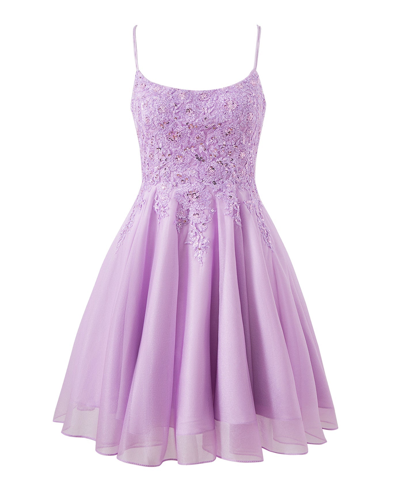 Vestido corto de gasa con corte A para fiesta de bienvenida