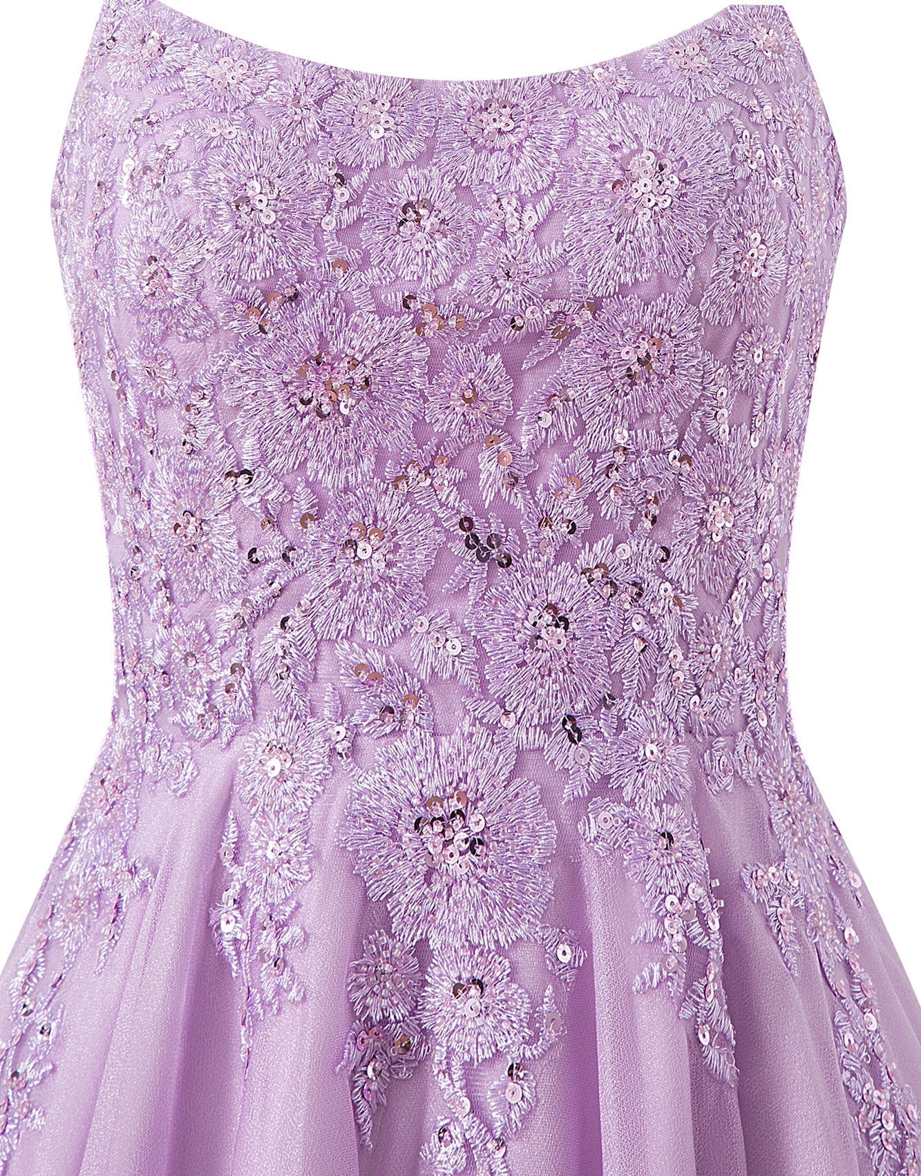 Vestido corto de gasa con corte A para fiesta de bienvenida