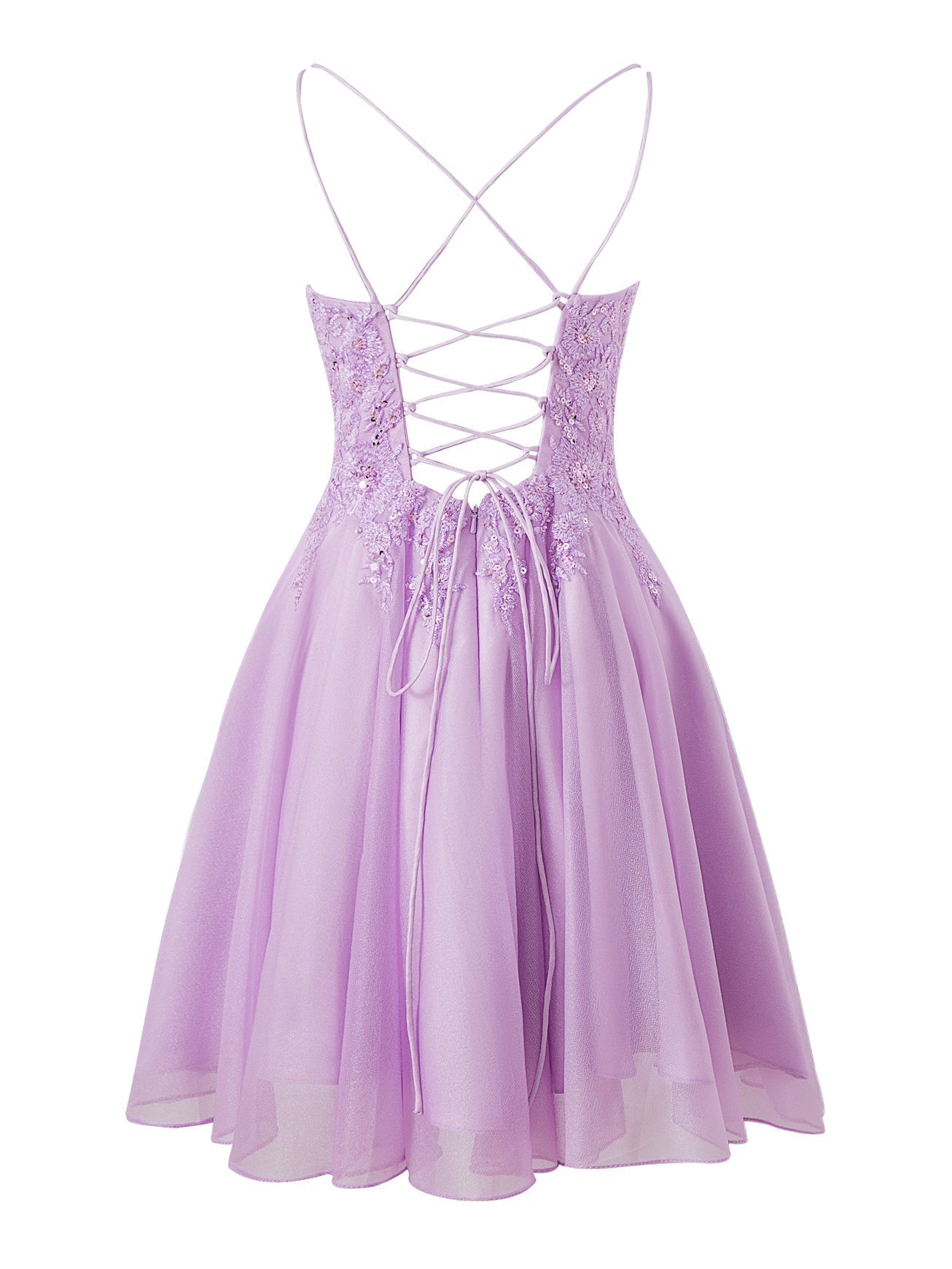 Vestido corto de gasa con corte A para fiesta de bienvenida
