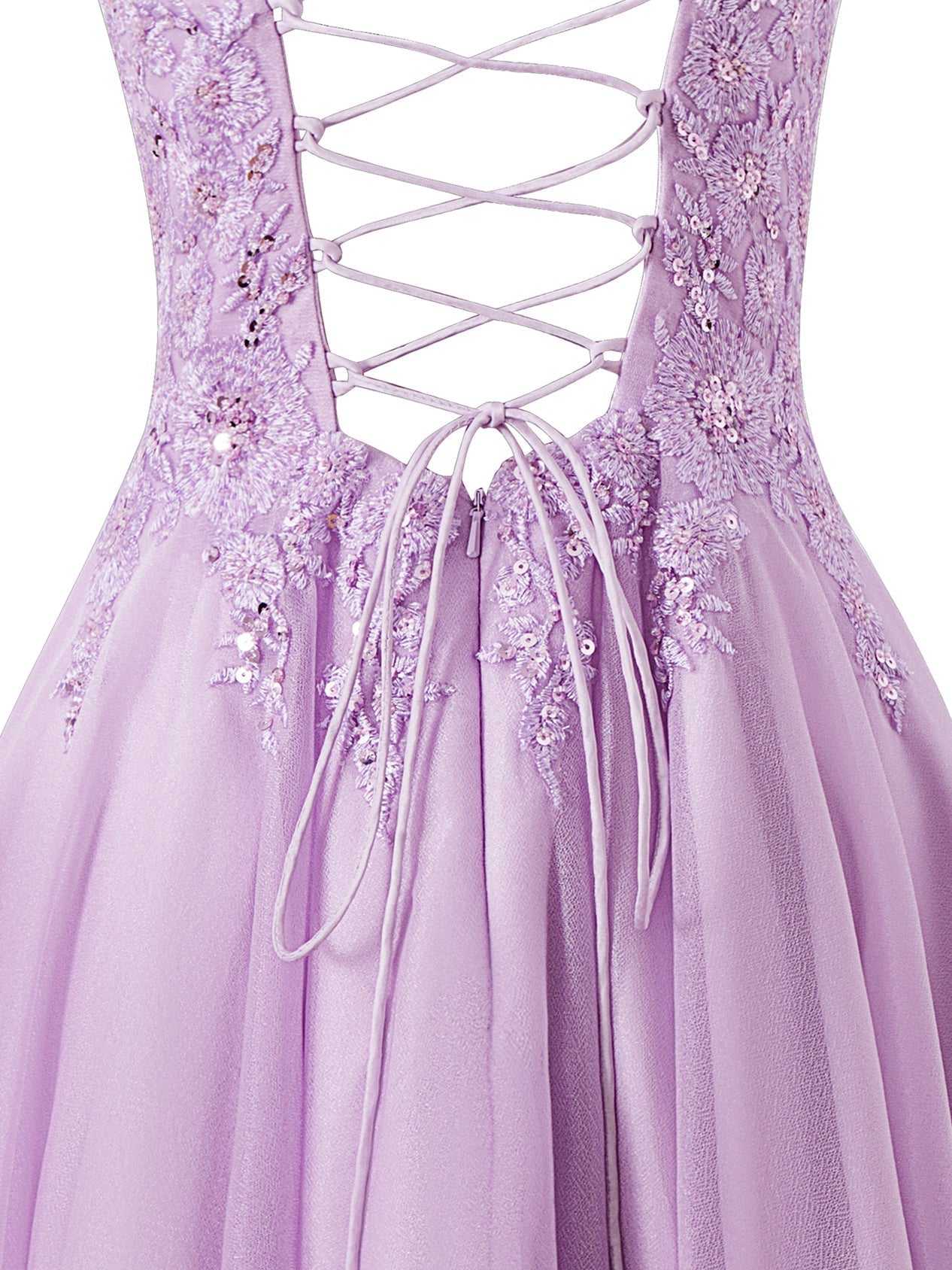 Vestido corto de gasa con corte A para fiesta de bienvenida