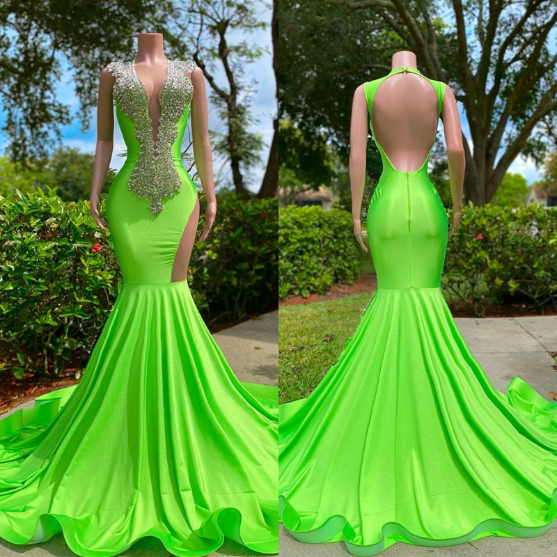 Off The Shoulder Sleeveless Open Back Mermaid Long Prom Dress