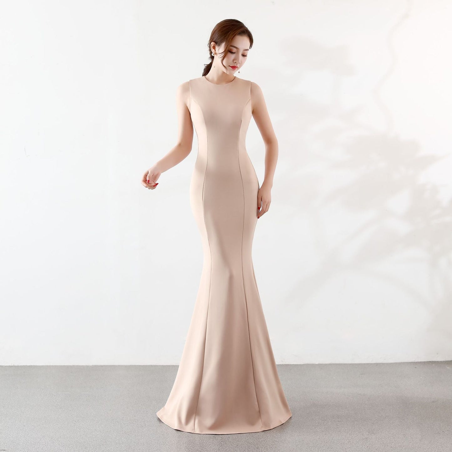 Toastkleid Braut Hochzeit Lang Cocktail Elegant Fischschwanz Verlobung Braut Abendkleid Frauen – Bestes Hochzeitskleid für die Braut