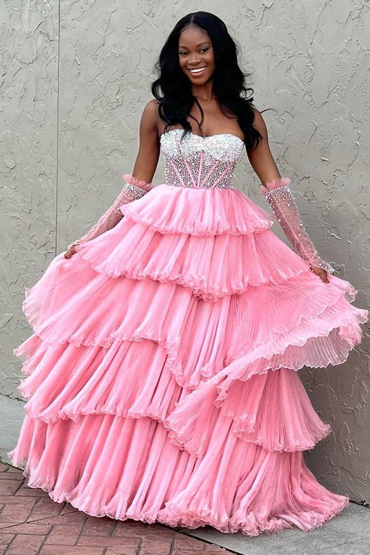 Roycebridal Lana | Vestido de fiesta de organza con escote en forma de A y mangas desmontables.