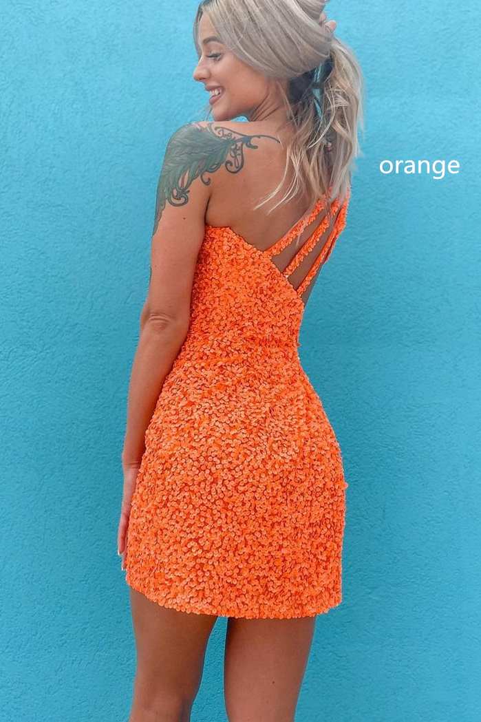 Vestido de fiesta con lentejuelas y un solo hombro