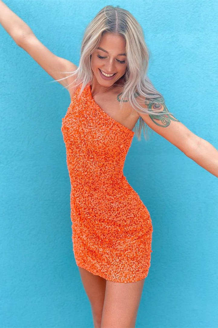 Vestido de fiesta con lentejuelas y un solo hombro