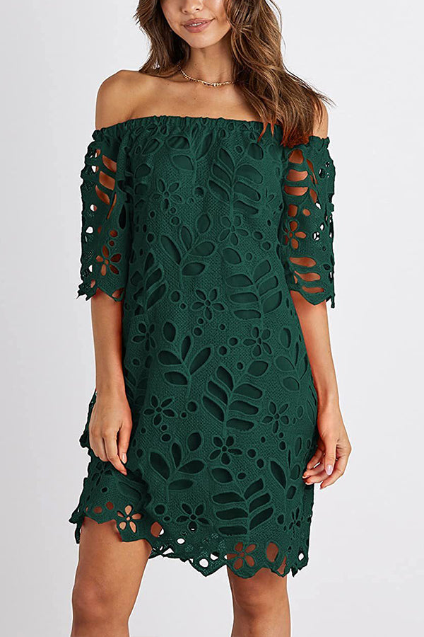 Trägerloses One-Shoulder-Hohlkleid INS lässiger Partykleidrock