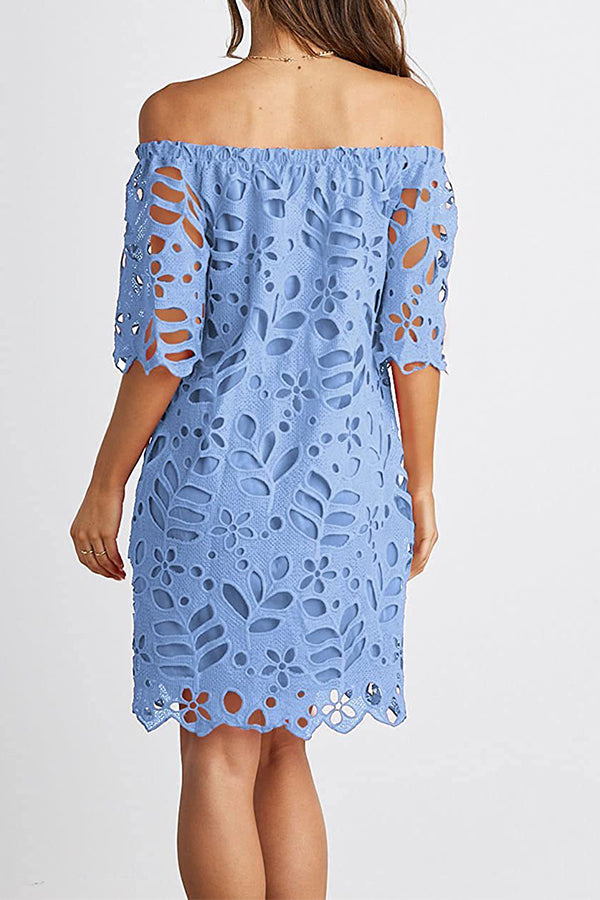 Trägerloses One-Shoulder-Hohlkleid INS lässiger Partykleidrock