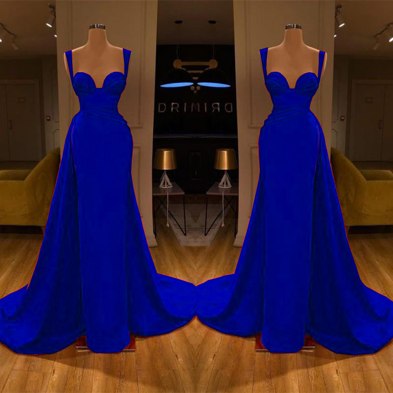 Stunning Long Sweetheart Mermaid Satin Prom Dresses with High Slit