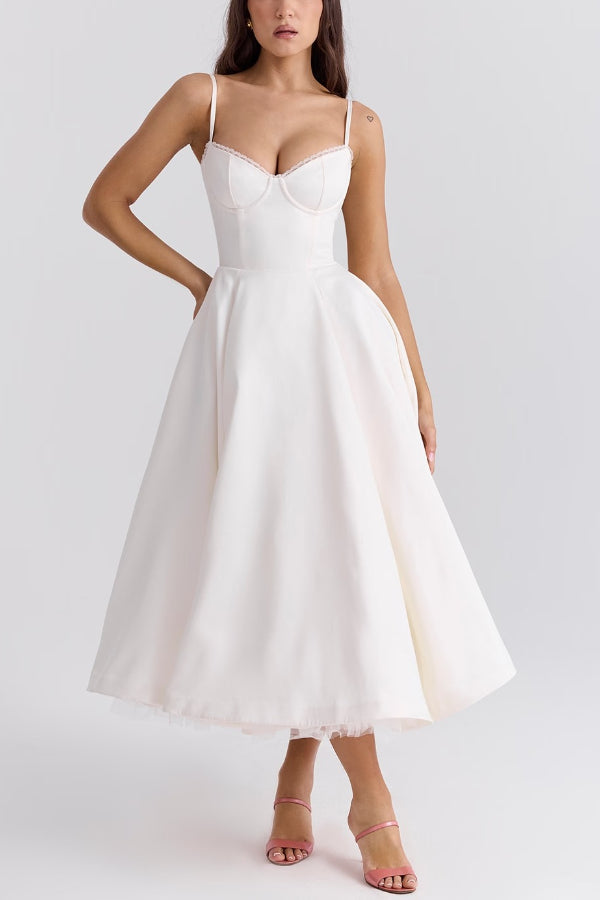 Ärmelloses Tutu-Maxikleid mit Strumpfhaltern und V-Ausschnitt
