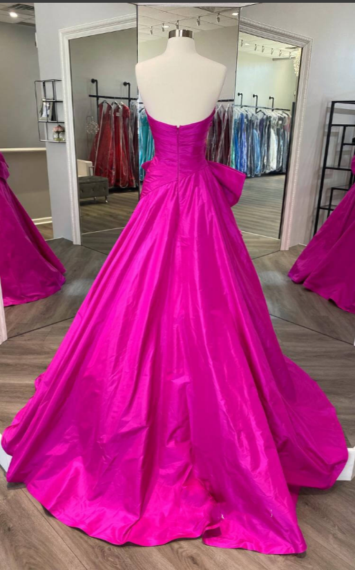 A-line Strapless Taffeta Long Prom Dress With Slit