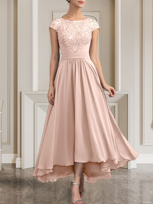Vestido de gasa con encaje y lentejuelas para madre de la novia, corte A, largo hasta el suelo