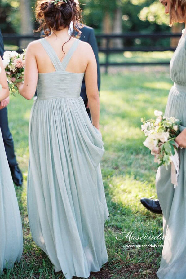 Graue Chiffon Klassische A-Linie Brautjungfernkleider, Trauzeuginnenkleider