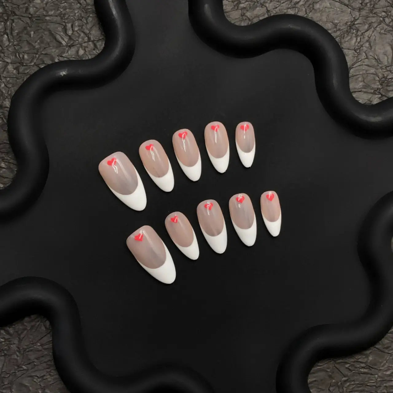 Nude French High Quality Acrylic False Nails Short Almond Press on Nails