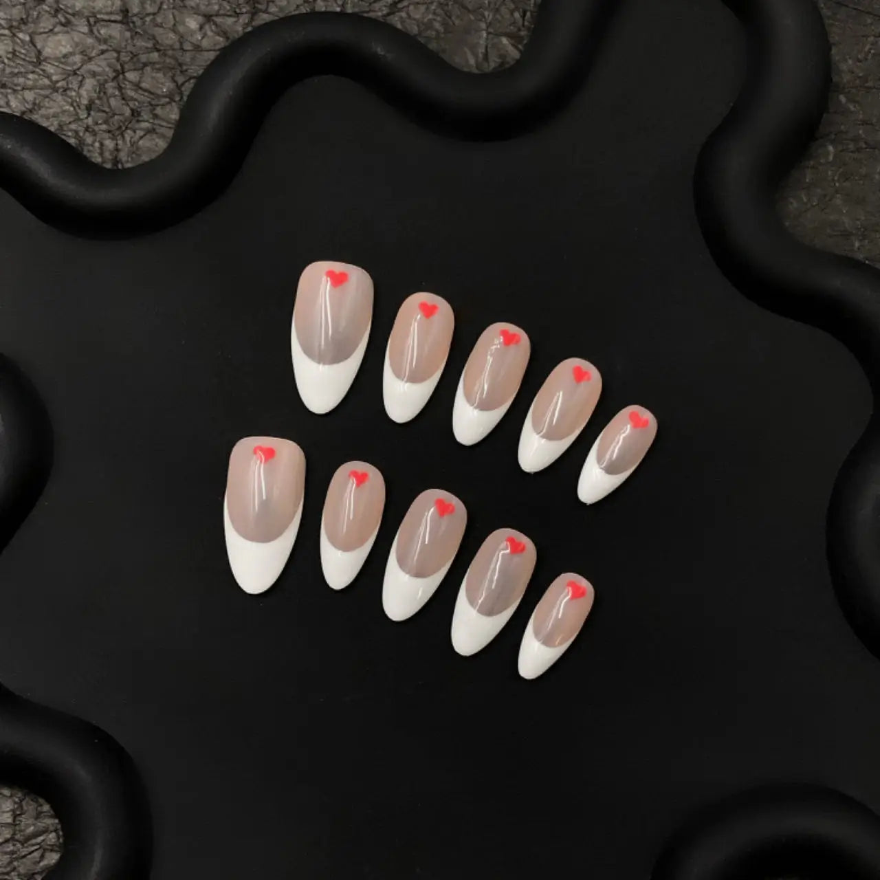 Nude French High Quality Acrylic False Nails Short Almond Press on Nails