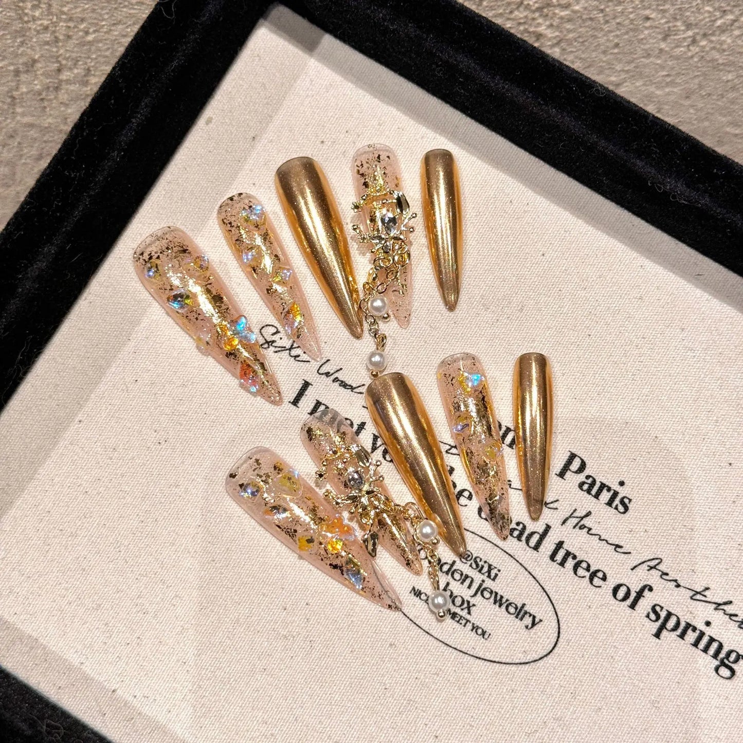 Latest High Quality Stick on Nails Glitter Luxury Ballerina French Press on Nails Acrylic ABS Gel Artificial Nails