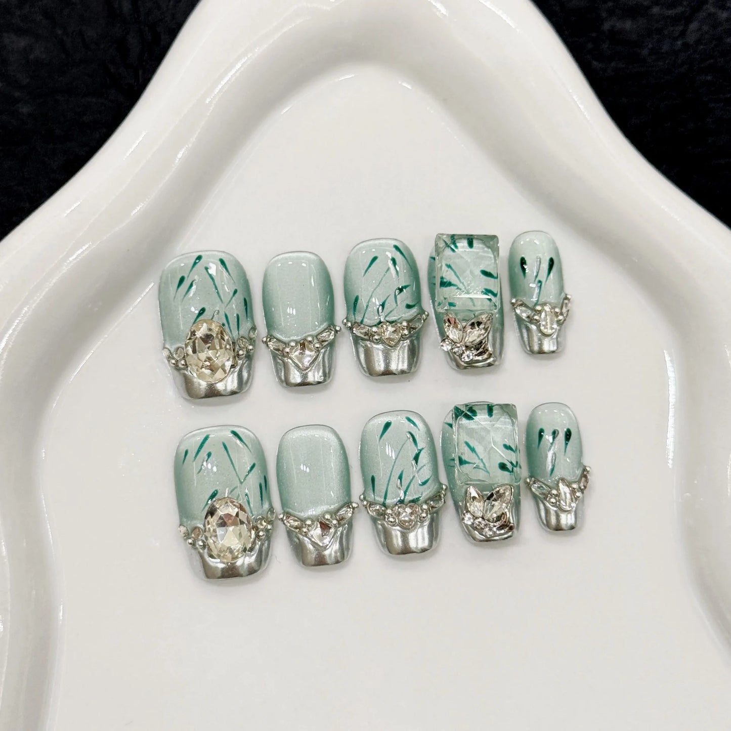 Fabricante de uñas cortas de ojo de gato, uñas acrílicas prensadas hechas a mano