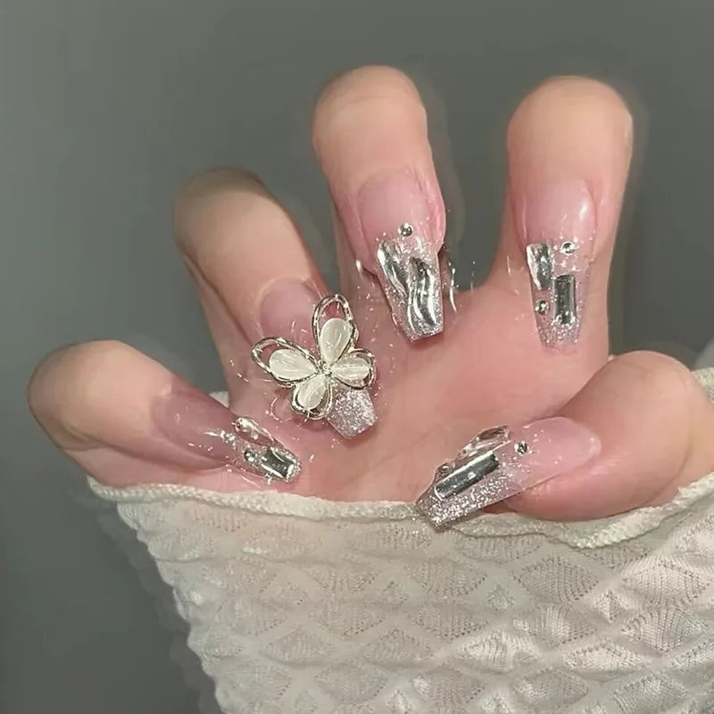 Uñas postizas personalizadas de alta calidad con diamantes de imitación decorativos de lujo