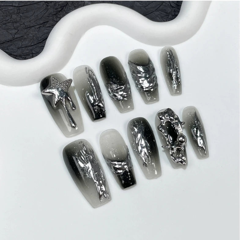Pegatinas de uñas desmontables de estilo oscuro y resistente para aplicar en los dedos