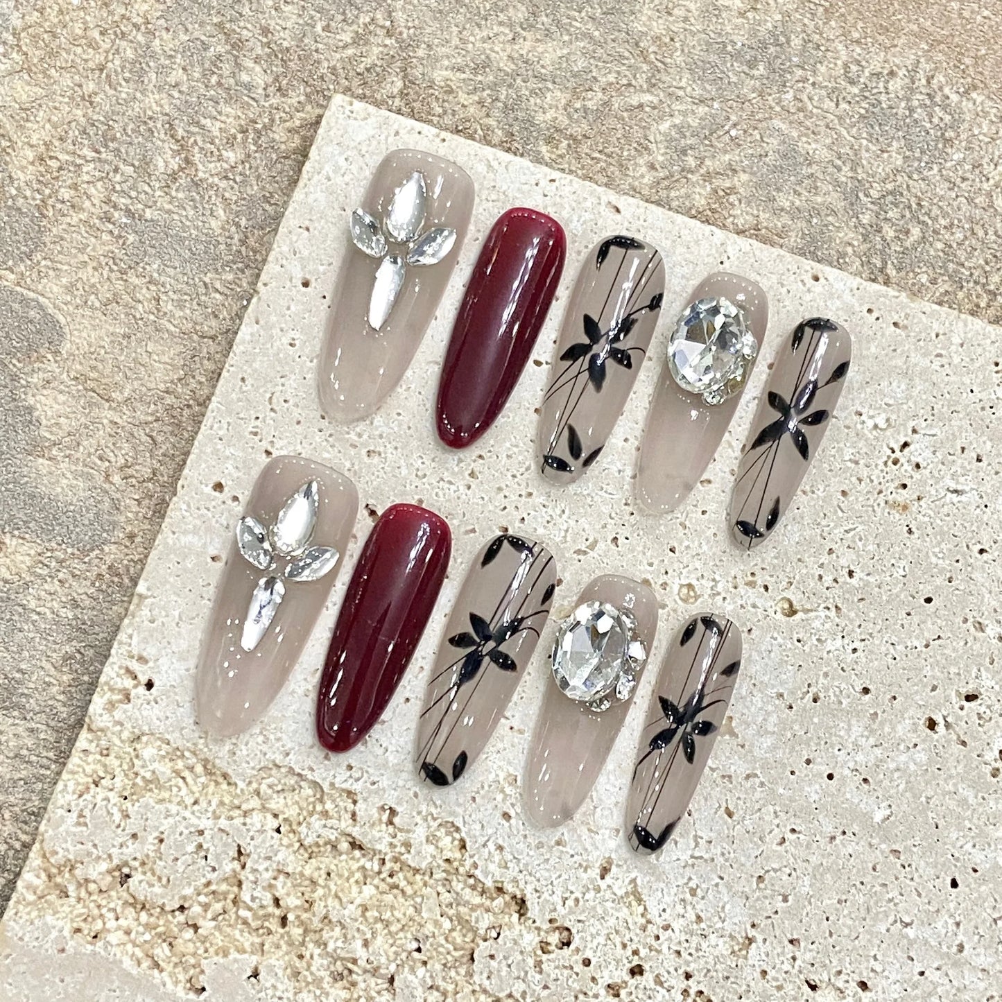 Uñas postizas artificiales de lujo, hechas a mano, de gel francés de cobertura completa, desmontables, prensadas a mano, uñas adhesivas