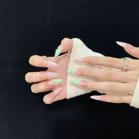 Superluxuriöses Design, handbemalte Tulpen, abnehmbare künstliche Nägel, Sommer-Dopamin, handgefertigte weiche Gel-Nagelpflaster