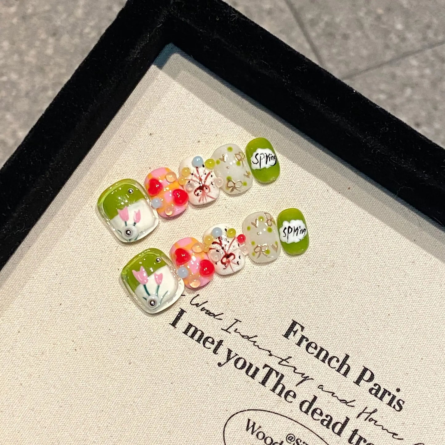 Acrylic Press on Nails Cute Cartoon Stick on Nails Tips Art Fingernails