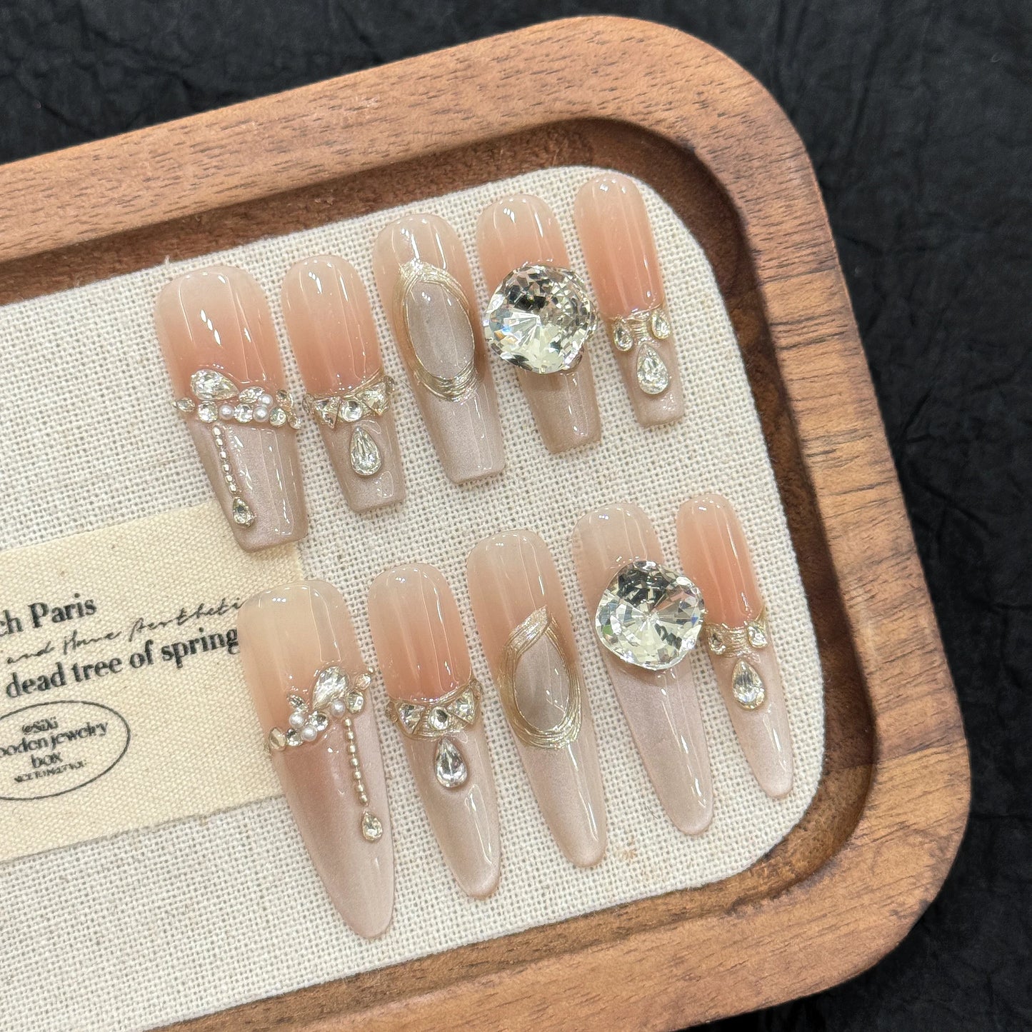 Puntas de uñas de presión larga con diamantes de imitación grandes de alta calidad, adornos para uñas de gel acrílico hechos a mano, personalizados