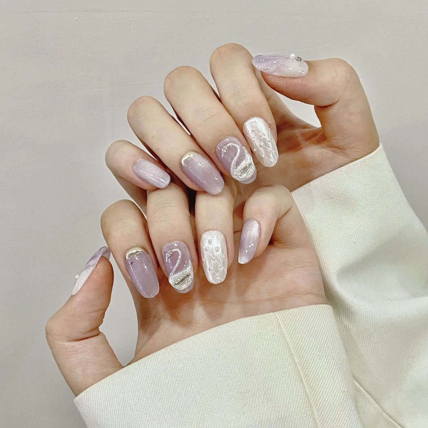 High Quality Press on Nails Cat Eye Removable False Nails ABS Gel Nail