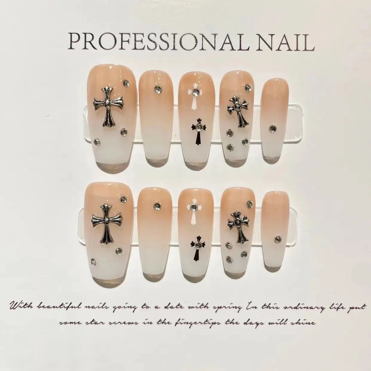 Uñas postizas francesas de gel de cobertura completa, reutilizables, con purpurina desmontable, de lujo, personalizadas, hechas a mano.